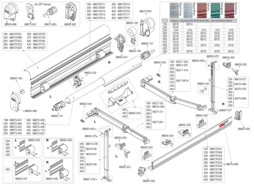Fiamma Markisenwalze für Markise F45s 250 - Farbe Polar White / Titanium Fiamma Ersatzteilnummer 98673-042 - Ersatzteile Zelte & Markisen