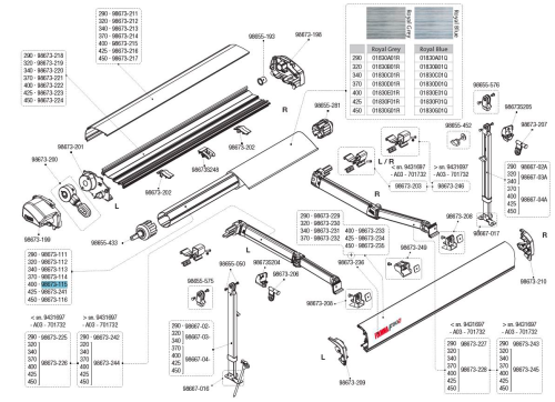 Fiamma Markisenwalze für Markise F80s 400 - Fiamma Ersatzteilnummer 98673-115 - Ersatzteile Zelte & Markisen