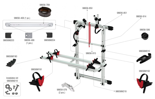 Fiamma Montagesatz für Carry Bike DJ Ducato Black RS Fiamma Artikelnummer 98656M219 - Ersatzteile Fahrzeug