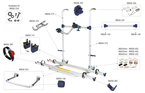 Fiamma Montagesatz für Carry Bike Pro Hymer Blue Fiamma Artikelnummer 98656-534 - Ersatzteile Fahrzeug