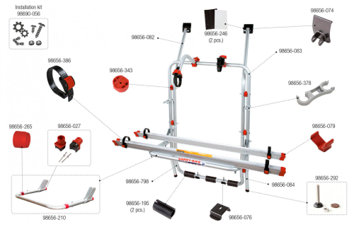 Fiamma Montagesatz für Carry Bike VW T4 Fiamma Artikelnummer 98690-056 - Ersatzteile Fahrzeug