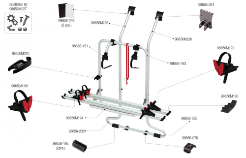 Fiamma Montagesatz für Carry Bike VW T4D RS Fiamma Artikelnummer 98656M227 - Ersatzteile Fahrzeug