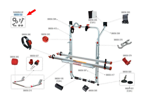 Fiamma Montagesatz für Carry Bike VW T5 Fiamma Artikelnummer 98656-102 - Ersatzteile Fahrzeug