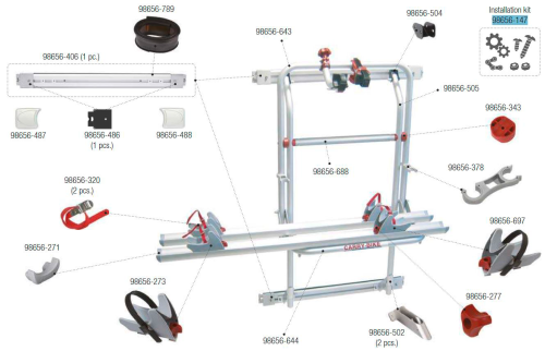 Fiamma Montagesatz passend für Carry Bike 200 DJ Fiat Ducato ab 06/2006 - Fiamma Ersatzteilnummer 98656-147 - Ersatzteile Fahrzeug