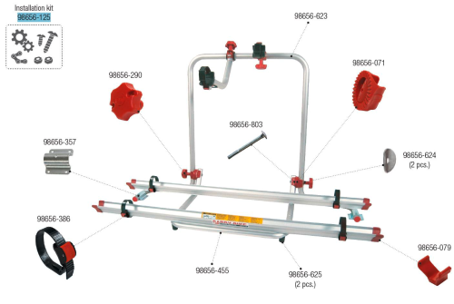 Fiamma Montagesatz passend für Carry Bike Garage Plus - Fiamma Ersatzteilnummer 98656-125 - Ersatzteile Fahrzeug