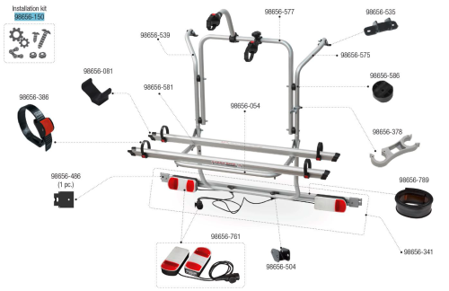Fiamma Montagesatz passend für Carry Bike Mercedes Viano - Fiamma Ersatzteilnummer 98656-150 - Ersatzteile Fahrzeug