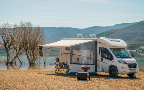 Fiamma Side W Pro F45/F80 Seitenwand für Markisen  Wind- und Regenschutz für Markise F45S-F45L / F80S-F80L Höhe 225-280 cm - Markisenvorzelte & Wände