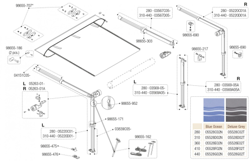 Fiamma Stützfußstange 280 / 440 links innen für CS / F35 Fiamma Artikelnummer 03839C05- - Ersatzteile Zelte & Markisen