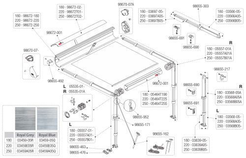 Fiamma Stützfußstange innen 190 cm für Caravanstore / F35 Pro Fiamma Artikelnummer 03839-05- - Ersatzteile Zelte & Markisen