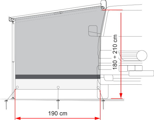 Fiamma Sun View Side Seitenwand für Fiamma F40 van/F43 van Markise mit Auszug 225 cm - Markisenvorzelte & Wände