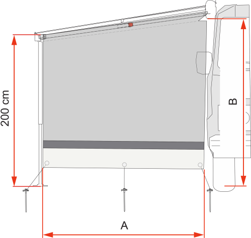 Fiamma Sun View Side Van F43van Seitenwand für Markise passend für F43van ext. 250  cm - Markisenvorzelte & Wände