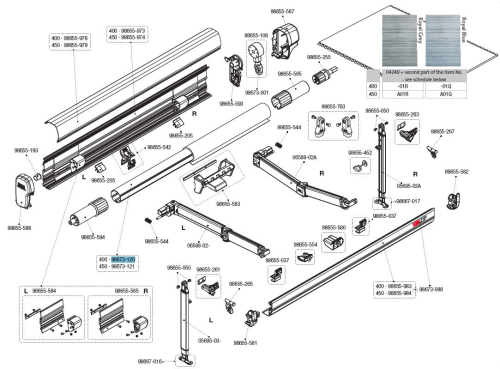 Fiamma Verzinkte Walze für Markise ZIP F45L 400 - Fiamma Ersatzteilnummer 98673-120 - Ersatzteile Zelte & Markisen