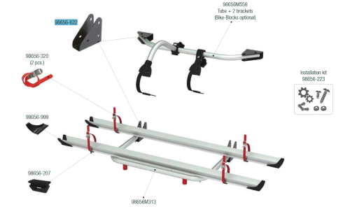 Fiamma Wandhalter passend für Carry Bike Garage Standard - Fiamma Ersatzteilnummer 98656-622 - Ersatzteile Fahrzeug