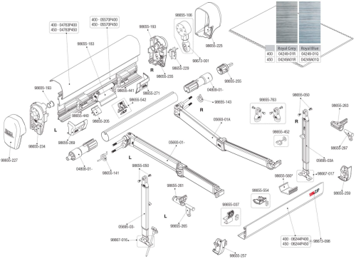 Fiamma linke Rollenabdeckung für Markise ZIP F45Ti L 400 - 450 - Fiamma Ersatzteilnummer 04808-01- - Ersatzteile Zelte & Markisen