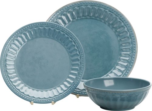 Flamefield Amalfi Geschirr-Set 12-tlg. vintage blue für 4 Personen - Kunststoff und Melamin Geschirr-Sets