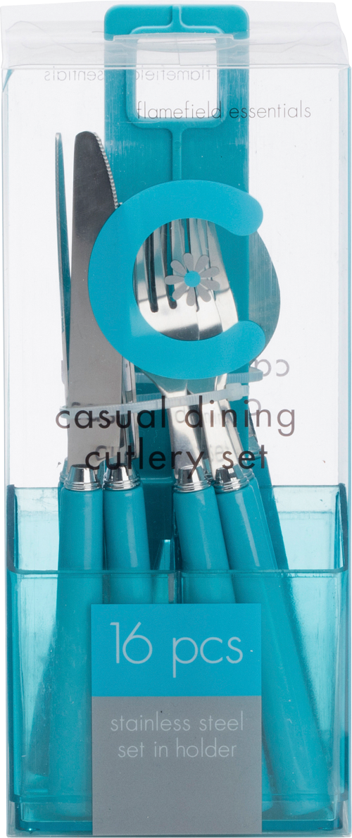 Flamefield Aqua Granite Cutlery Set Besteckset 16-teilig blau - Campingbesteck