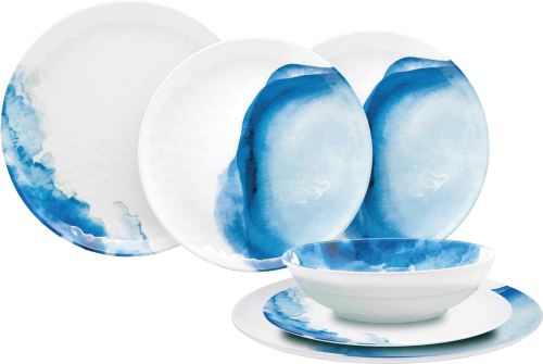 Flamefield Deep Sea Geschirr-Set 12-tlg. für 4 Personen - Kunststoff und Melamin Geschirr-Sets