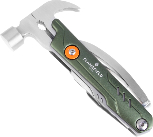 Flamefield Multifunktionshammer 11-in-1 Waldgrün - Outdoor Messer