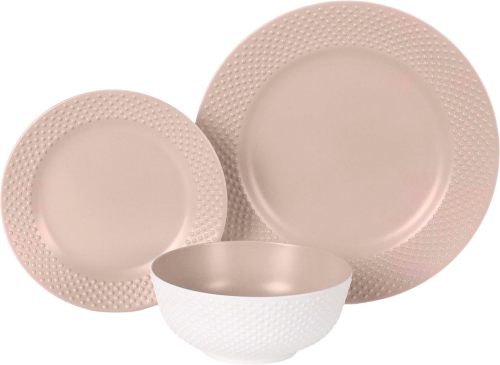 Flamefield NanoPlate Geschirrset 12-teilig Rosé - Kunststoff und Melamin Geschirr-Sets