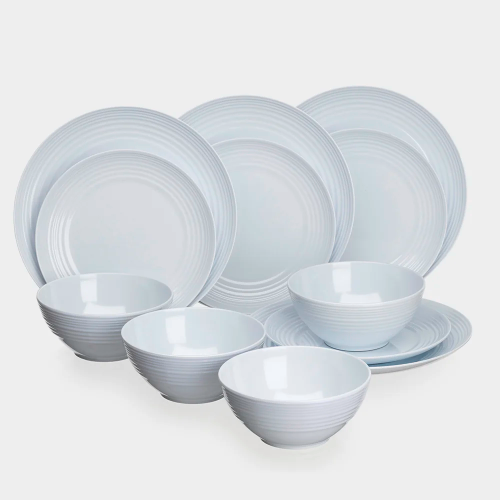 Flamefield Non-Slip Melamin Geschirr-Set 12 teilig Seramika Cool White - Kunststoff und Melamin Geschirr-Sets