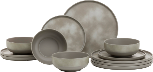 Flamefield Pebble Sky Geschirr-Set 12-tlg. für 4 Personen - Kunststoff und Melamin Geschirr-Sets