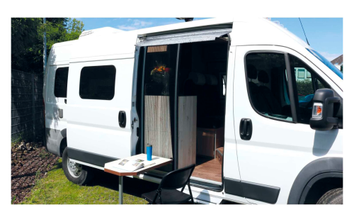 Fliegenschutz Remicare Van inklusive Tischschiene für den Fiat Ducato X250 / X290 / Rechtslenker / Fiat Code MH2 / LH2 /LH3 / XLH2 / XLH3 - Türvorhänge & Fliegengitter von REMIS