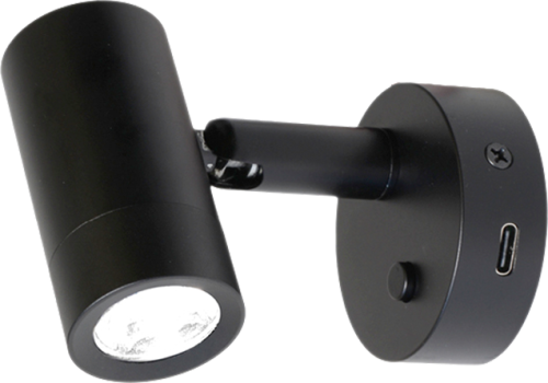 Frilight Aufbauspot Mini Tube D4 mit USB-C Ladeanschluss schwarz - LED Campingleuchten