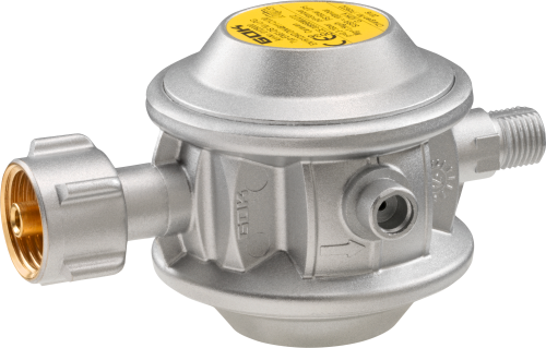 GOK Caramatic BasicOne Niederdruckregler 30 mbar Anschlüsse Shell-F x G1/4LH-KN  Leistungssufe 2  - Camping-Gasdruckregler