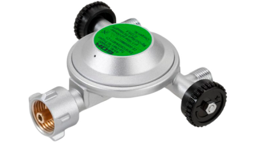 GOK EN61 Niederdruckregler KLF auf G1/4LH-KN Ausgangsseitig mit 3 Abgängen 29 mbar - Camping-Gasdruckregler