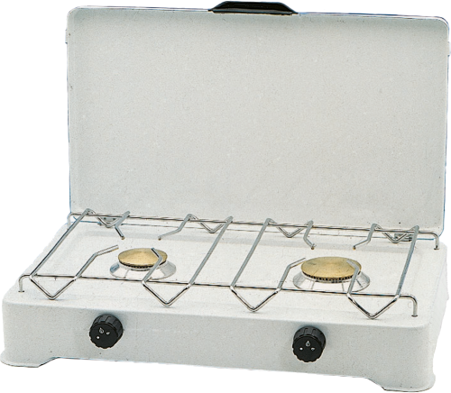 GOK Gaskocher 50 mbar 3,5 kW weiss Anschluss RST8 Edelstahl-Rost verchromt - Gaskocher