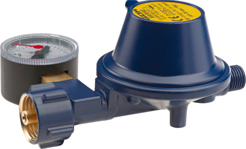 GOK Gasregler EN61-DS 1,5kg/h 30mbar  KLF x G1/4LH-KN-90G UEDS MAN MAR SV - Camping-Gasdruckregler