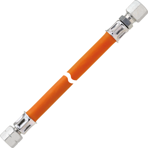 GOK Mitteldruckschlauchleitung Gas Überwurfmutter G 1/4 LH-ÜM auf RVS 10 400 mm - Gas-Verlängerungsschläuche