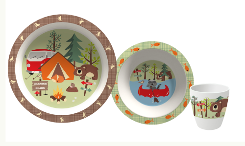 Gimex Adventure Kinder-Geschirr-Set 3-tlg. - Kunststoff und Melamin Geschirr-Sets