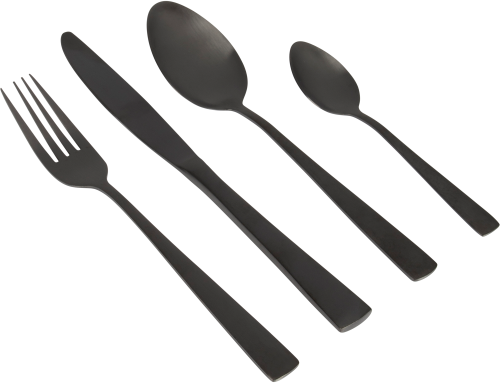 Gimex Besteck Edelstahl 16-tlg. für 4 Personen schwarz - Campingbesteck