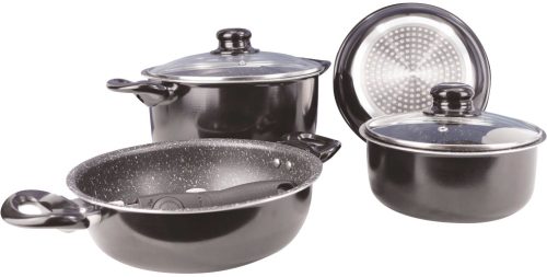 Gimex Black Line Kochtopf-Set 7-tlg. - Camping-Töpfe