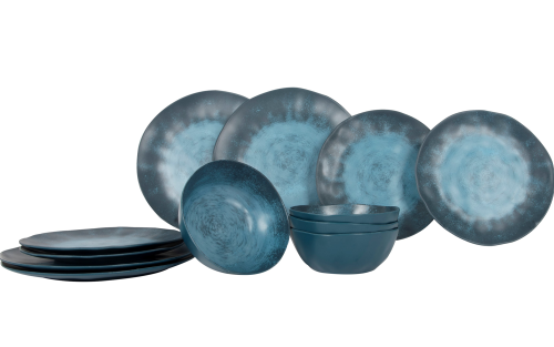 Gimex COL Geschirr-Set 12-tlg. dark blue für 4 Personen - Kunststoff und Melamin Geschirr-Sets