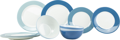 Gimex COL Geschirr-Set 12-tlg. sky für 4 Personen - Kunststoff und Melamin Geschirr-Sets