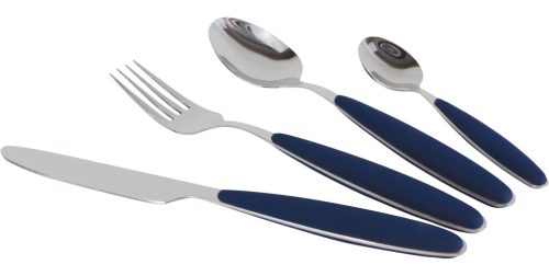 Gimex Edelstahlbesteck Set mit Soft-Touch-Griff 16 teilig navyblau - Campingbesteck