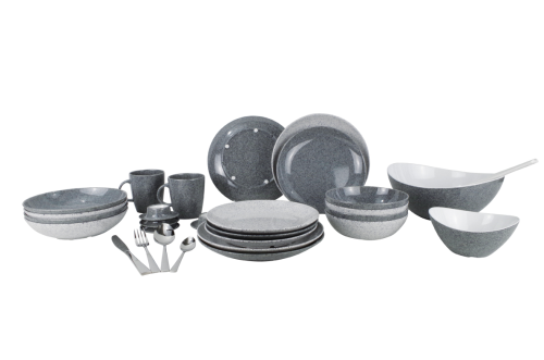 Gimex Geschirr-Set Classic Line 16-tlg. granite für 4 Personen - Kunststoff und Melamin Geschirr-Sets
