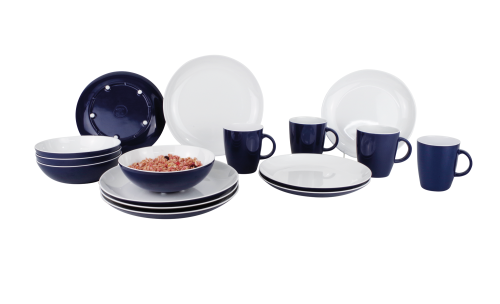 Gimex Geschirr-Set Classic Line 16-tlig. navy blau für 4 Personen - Kunststoff und Melamin Geschirr-Sets