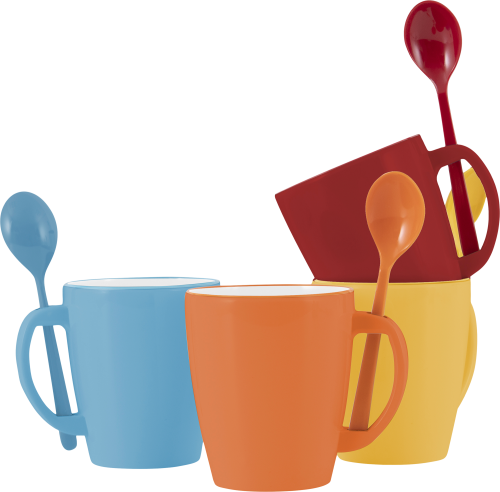 Gimex Henkelbecher mit Löffel Rainboiw 4tlg. - Becher & Tassen