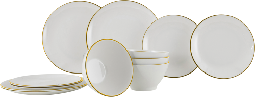 Gimex Linea Line Geschirr Set 12 teilig gold - Kunststoff und Melamin Geschirr-Sets