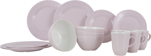 Gimex Royal Line Geschirr 16-tlg. pastel pink für 4 Personen - Kunststoff und Melamin Geschirr-Sets