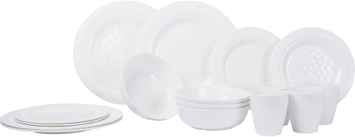 Gimex Royal Line Geschirrset weiß 16 teilig  - Kunststoff und Melamin Geschirr-Sets