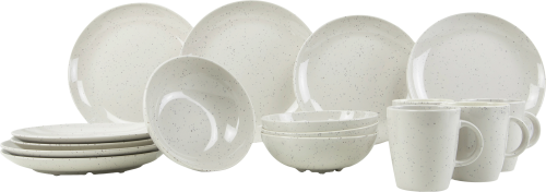 Gimex Solid Line Geschirr-Set 16-tlg. granite beige für 4 Personen - Kunststoff und Melamin Geschirr-Sets