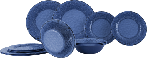 Gimex Stone Line Geschirr-Set 12-tlg. azure für 4 Personen - Kunststoff und Melamin Geschirr-Sets