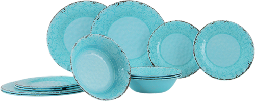 Gimex Stone Line Geschirr-Set 12-tlg. opal für 4 Personen - Kunststoff und Melamin Geschirr-Sets