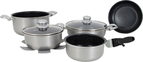 Gimex Topfset Aluminium Induktion silber 8-tlg. - Kochgeschirr-Sets