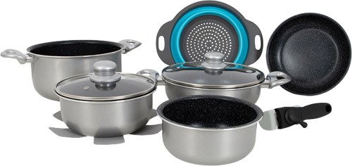 Gimex Topfset Aluminium Induktion silber 9-tlg. - Kochgeschirr-Sets