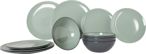 Gimex Vivid Geschirrset 12 tlg. für 4 Personen grün  - Kunststoff und Melamin Geschirr-Sets